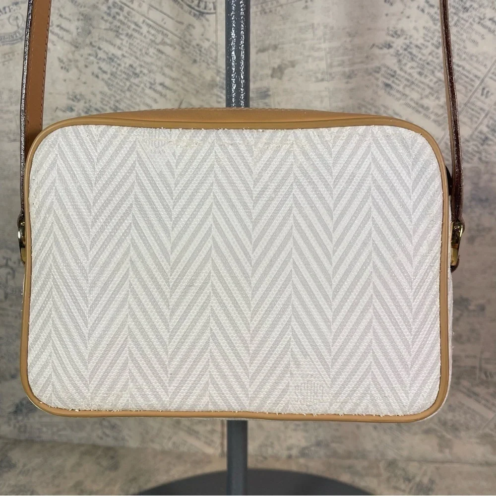 Vintage 80s Mark Cross Signature Herringbone Crossbody Bag Made in Italy